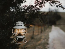 Barebones Living Railroad Lantern LED Edison-Style Bulb White Metal Construction