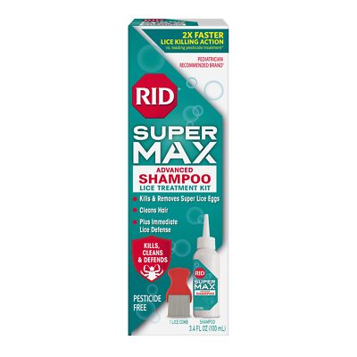 RID Super Max Advanced Lice Shampoo 3.40 Fl Oz Kills Super Lice and Eggs