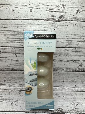 Glade Scented Clean Linen Oil Candle Refills (Pack of 3) New In Package (read)