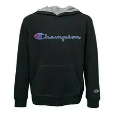 Champion Boy  s Signature Fleece Hoodie NWT Black Script Sweatshirt Size 5
