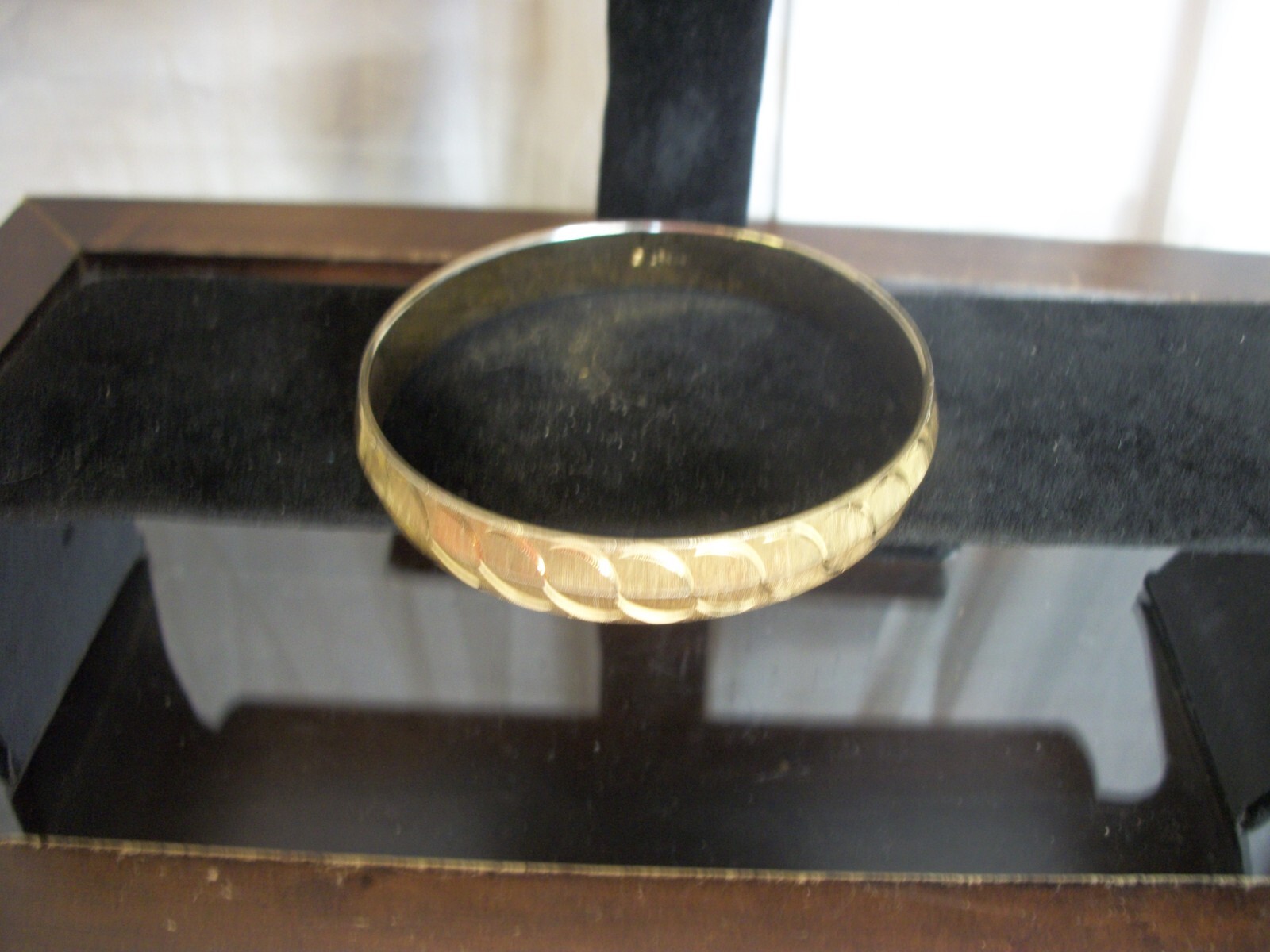 Vintage Bracelet Monet Bangle Brushed Etched Gold Tone, Signed