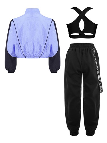 Kids Girls Crop Tops With Pants Active Tracksuit Performance Sweatsuit Youth - Picture 41 of 59