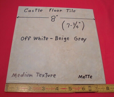 1 pc. Textured Off-White + Gray-Beige Ceramic Floor Tile 8'' X 8'' size 7-3/4''