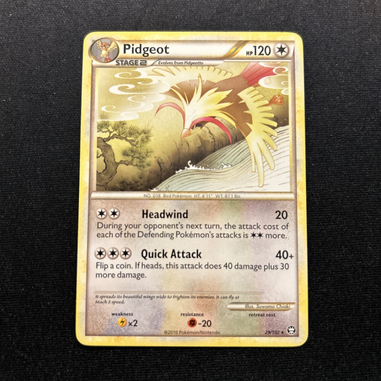 Pidgeot 29/102 NM -Vintage Rare Pokémon Card- HGSS Triumphant (7c)