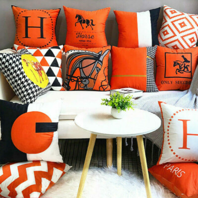 Nordic Modern Orange Red Pillow Cover Insert For Sofa Settee - Main Image