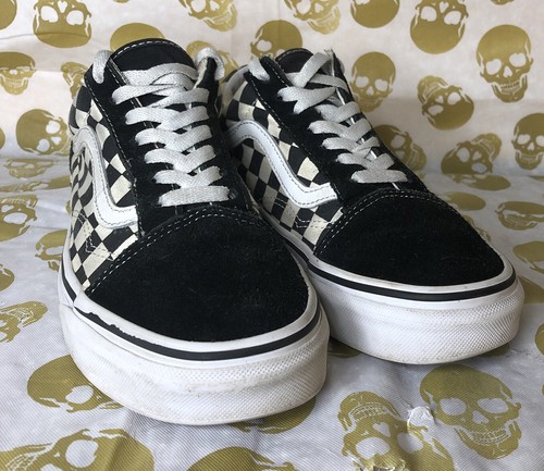 white checkered lace up vans