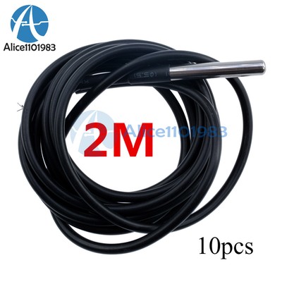 10PCS DS18B20 2M Waterproof Digital Temperature Temp Sensor Probe