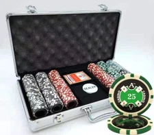 MRC POKER 300PCS 14G LASER GRAPHIC ACE CASINO POKER CHIPS SET WITH ALUM CASE