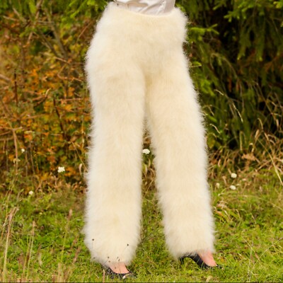 Fuzzy mohair pants fuzzy thick leggings warm handknit fluffy trousers  SUPERTANYA