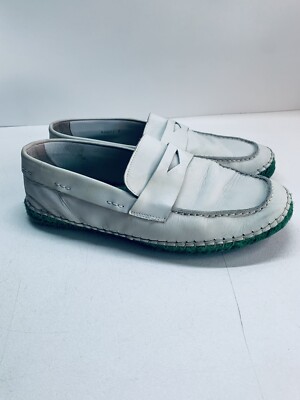 Emporio Armani mens White Leather loafers size 8 Good  display picture 2