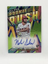 NOLAN SCHANUEL 2024 TOPPS CHROME ALL-ETCH ROOKIE RUSH GREEN REFRACTOR AUTO /99