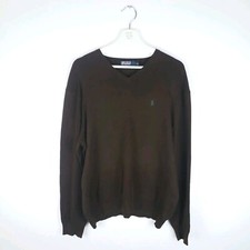 Polo Ralph Lauren Mens Jumper Brown XL Pima Cotton Long Sleeve Embroidered Logo