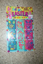 Lisa Frank Easter Stencils - Bunny Chick Flower Cat Butterfly Eggs NEW Vintage