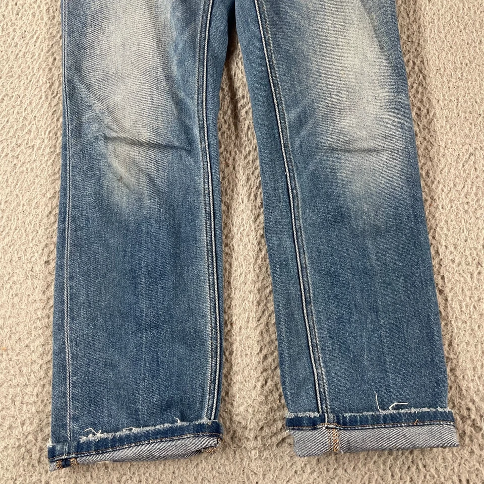 Pantalones de mezclilla rectos ajustados Flying Monkey talla 26 tiro alto azul medio elásticos Foto 3 de 4