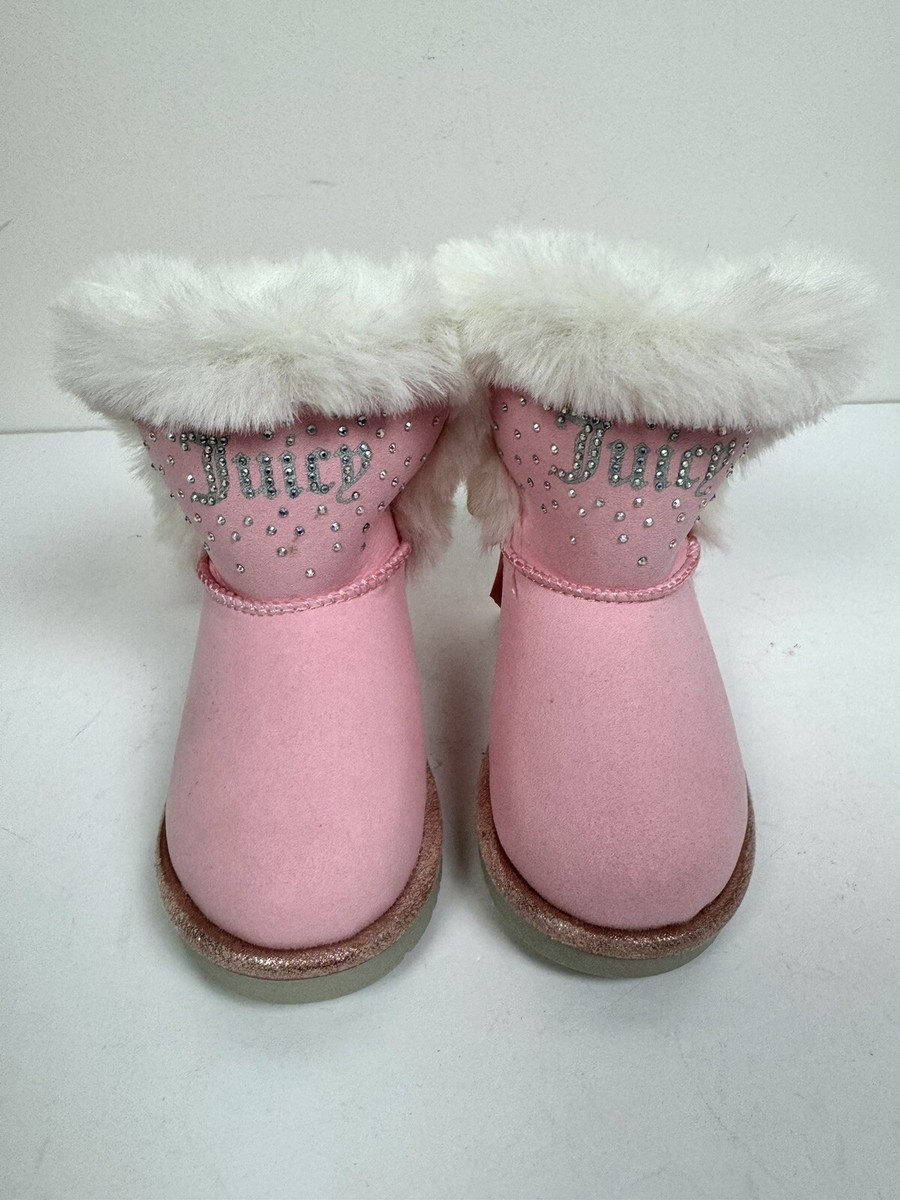 Juicy Couture Lil Burbank Pink Half Calf Baby Girl Faux Fur Boots