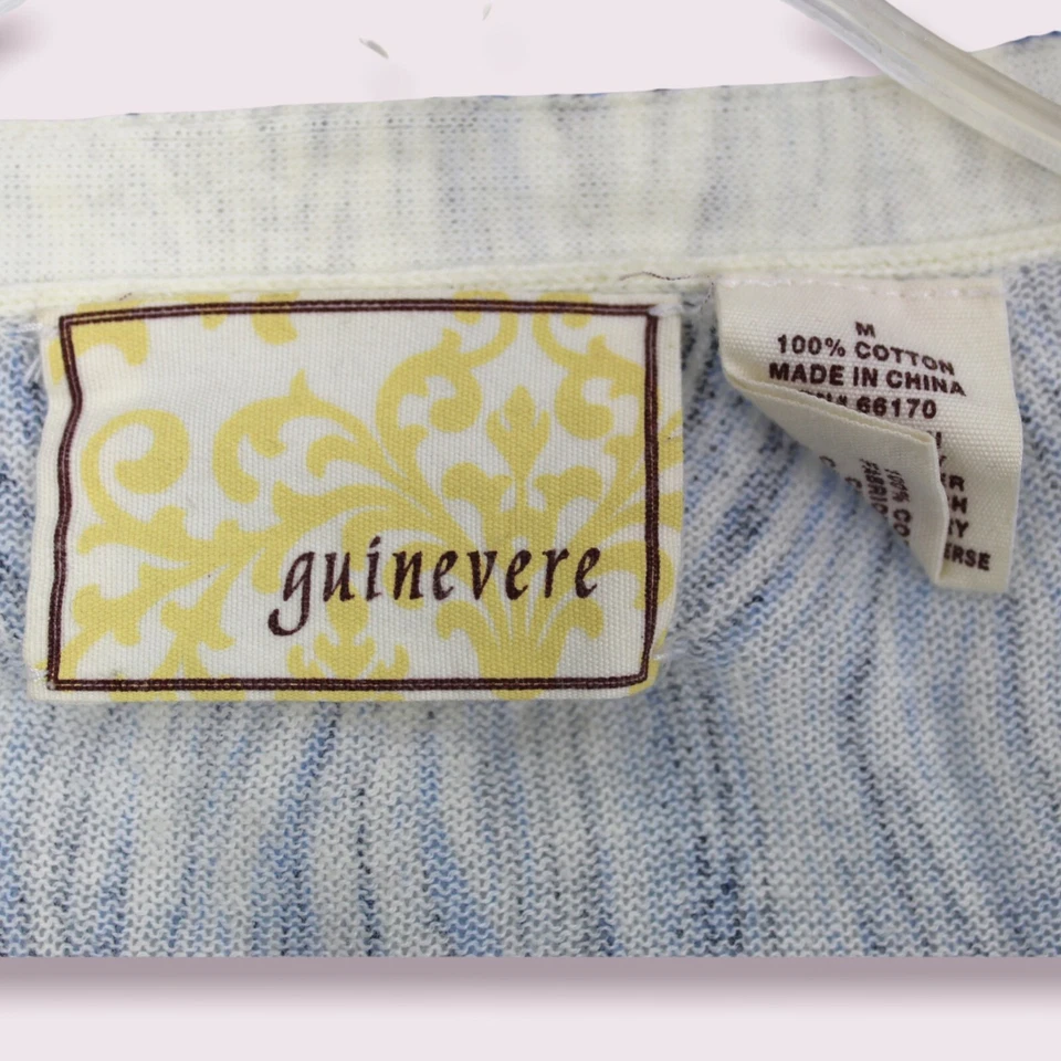 Cárdigan Guinevere Manga Larga Azul y Blanco Fino Abotonado Tejido Mediano Foto 2 de 4