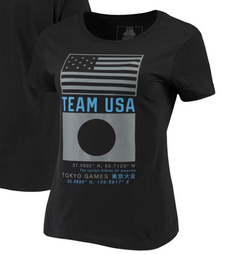 Team Usa Summer Olympics T Shirt Black Med Tonal Coordinates Flag Leo New Ebay