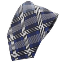 Tigertie Designer Krawatte Blau Silber Grau Schwarz Kariert - Schlips Tie