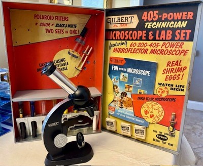 Vintage: 1938 GILBERT - No. 13031 - MICROSCOPE AND LAB SET WITH CASE