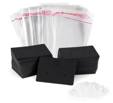 100 Earring Cards and 100 Self-Adhesive Jewelry Bags for Display