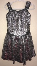 girls size large DANCE UNITARD SILVER super sparkles square sequins NICE SHORTS