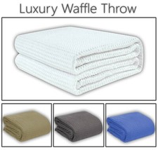 100% Cotton Waffle Weave Large Sofa Warm Blanket Bed Throw Breathable Bedcover