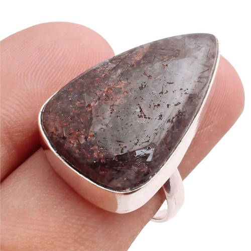 Bague Art Déco En Argent Massif Avec Quartz Rutile - Taille 56, Occasion, Cadeau Noël