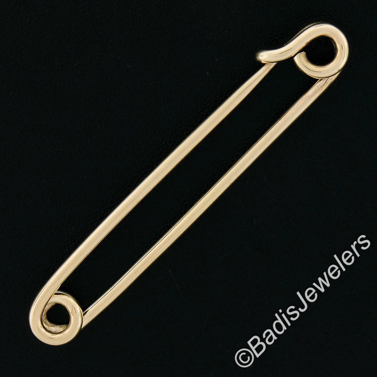 14K YELLOW GOLD LARGE SAFETY PIN EARRINGS