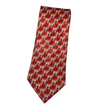 ESCADA Men's 100% Silk Necktie LUXURY Tie Red Ponycycle W:3.7" EUC 
