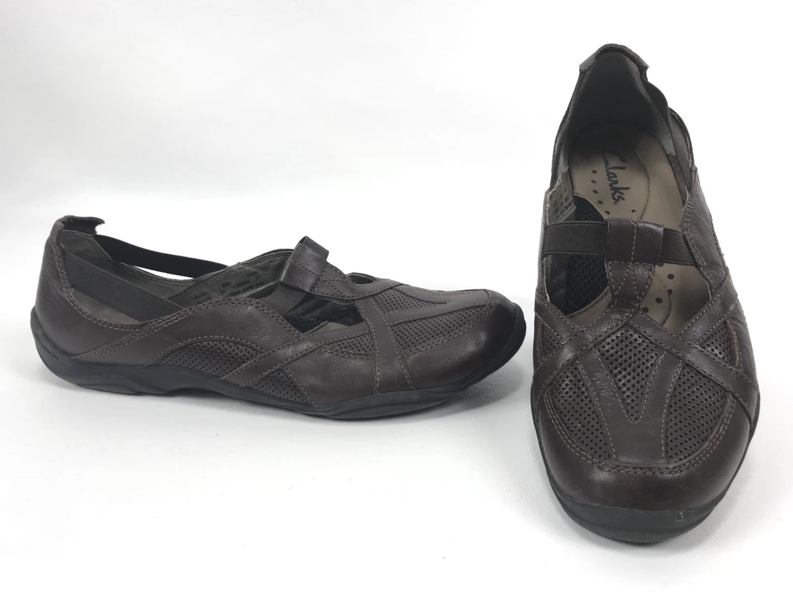 Mocassini Clarks slip on scarpe comode pelle marrone donna taglia 8M 86792