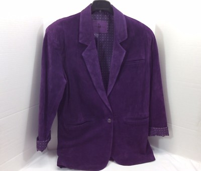 Ladies Purple Rain Suede Jacket Leather Coat Size Medium