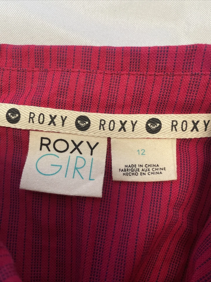 Camisa de Vestir Roxy Niña Roja Abotonada Talla 12 Manga Larga Corbata Frontal Nueva con Etiquetas Foto 3 de 4