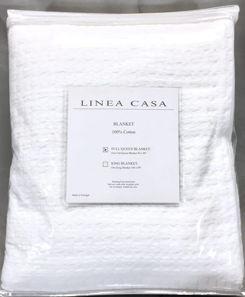 New QUEEN Blanket Linea Casa by SFERRA White Mid-Wht 100% Cotton TRICOT Portugal - Image 3 of 4