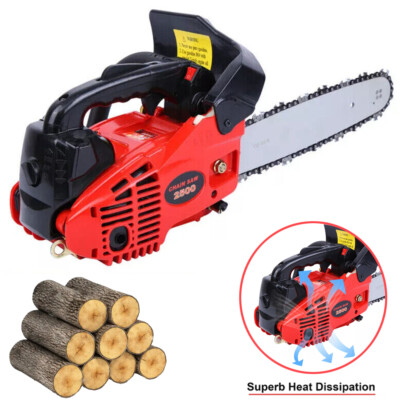 25.4cc Gas Top Handle Chainsaw w/ 12'' Bar Chain 2-Stroke Engine Cut Tree Wood