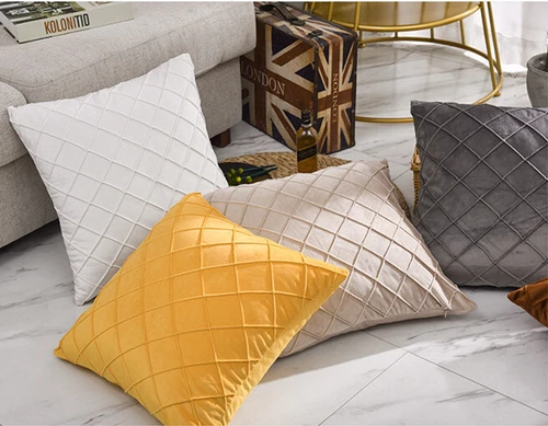 1PC 16" 18" 20" 22" 24" Velvet Checked Cushion Cover Pillow Case Home Sofa Decor - Picture 7 of 16