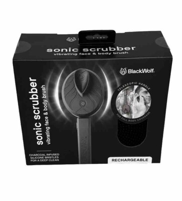 Black Wolf Body Wash & Sonic Scrubber- Vibrating Face & Body Brush - New In Box