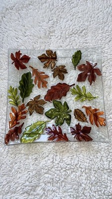 LSArts Glas Schale Fused Glass Schmelzglas Handgefertigt Selten 31 X31 CM
