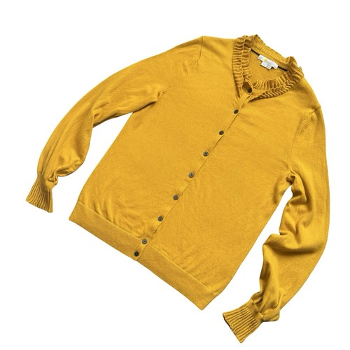 Boden Fredrica Pointelle Cardigan Cotton Wool Yellow Sweater - Womens UK 12 - Picture 4 of 10