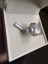 NWT Sterling Silver Cocktail Ring Clear Princess Cubic Zirconia Size 6.5