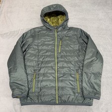 LL Bean Puffy Coat Jacket Green Lined Youth Boys L 14/16 503804 Hiking Outdoors