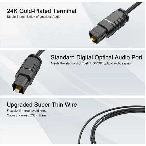 Optical Audio Cable 25ft Toslink SPDIF Fiber Optic Cord - Picture 3 of 5