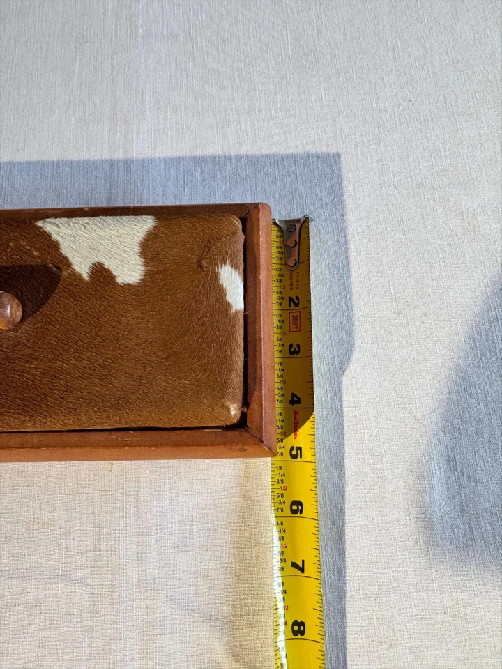 Genuine Cowhide Wooden Compartment Box – Rustic Western Organizer With Dividers - Image 4 of 4