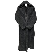 Moroccan Super Warm Cashmere Wool Blend Grey Black Hooded Thobe Djellaba