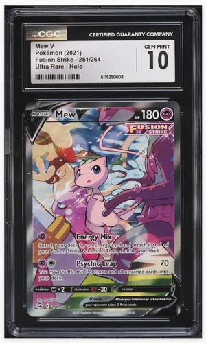 2021 😺 CGC 10 Mew V Pokemon #251/264 Fusion Strike Ultra Rate Holo