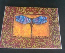 Dragonfly on Ceramic Tile Art Cedar Studio Signed