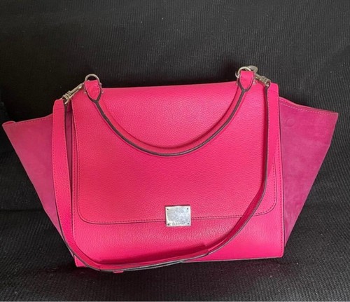 CELINE Trapeze Bag, Pink Leather, Used