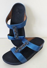 Blue double strap cristal-chain women's chunky sandals size 6.5 (EU 40) Fitflop