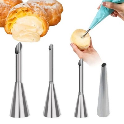 4 Stück Blätterteig Spritzdüse Set, Edelstahl Dekorieren Tipps für Kuchen Tasse