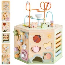 Wooden Activity Cube, Montessori Toys for 1 Year Old, Educational Toy with 1...