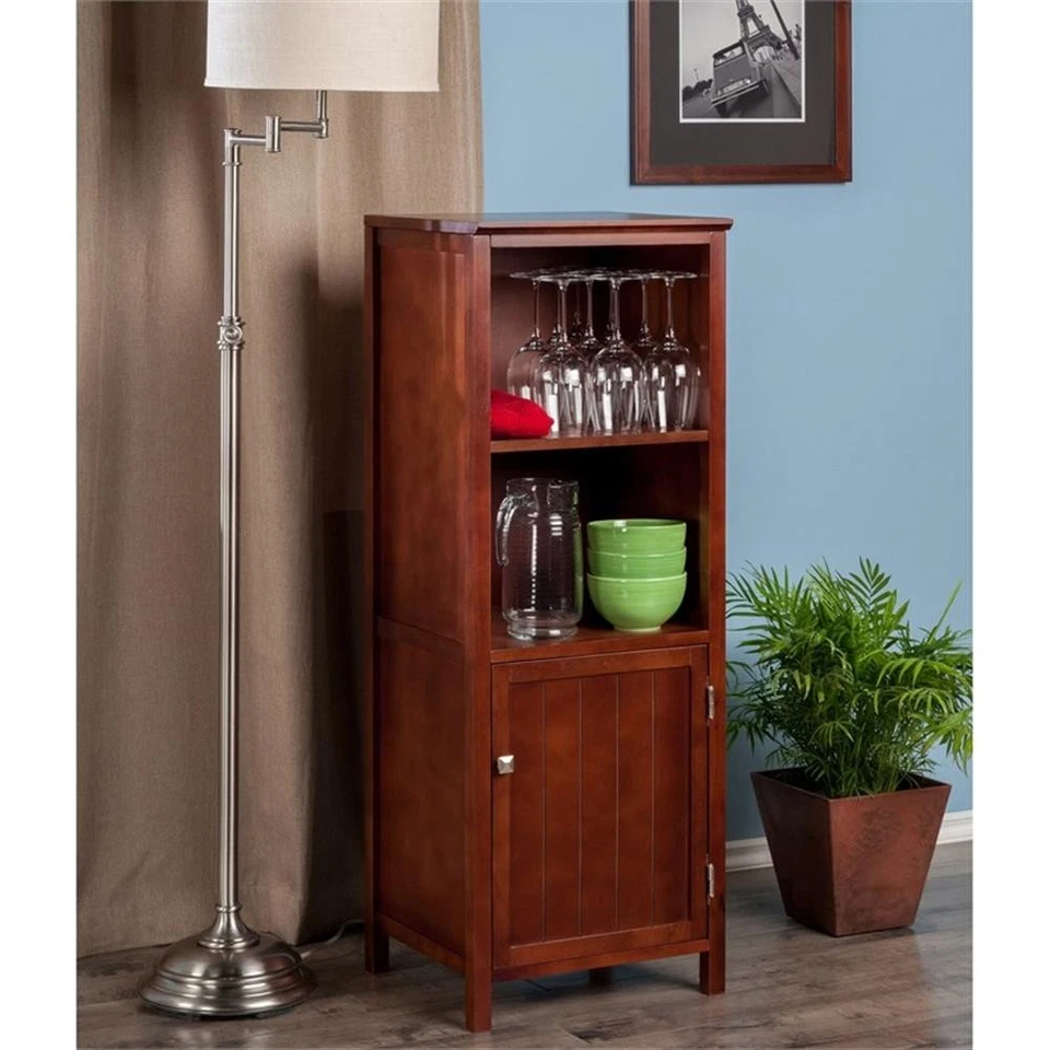 Winsome Brooke Transitional Solid Wood Cupboard with 2 Shelves in Antique Walnut - Image 2 of 4